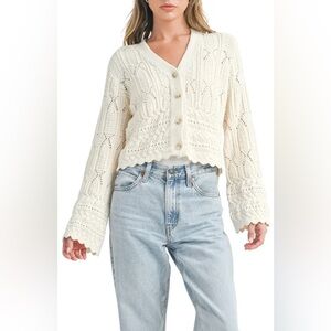 All in Favor Open Stitch Cardigan Sweater